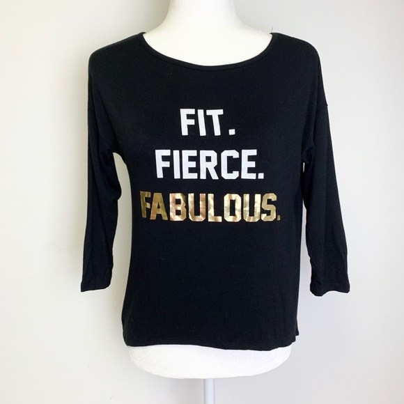 FIT FIERCE FABULOUS Active Macy’s Open Back Black Comfort T Shirt - Picture 1 of 8